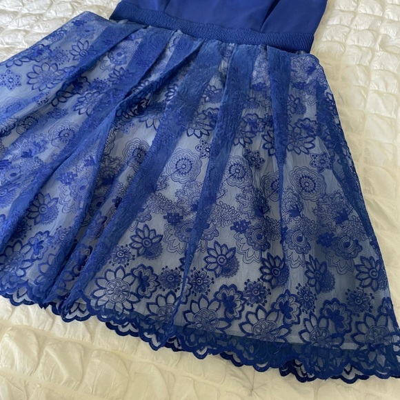 Plenty By Tracy Reese Blue Fit and Flare Flutter Sleeve Dress - Picture 4 of 8